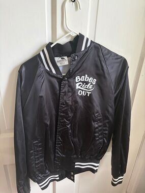 Augusta Sportswear Black Satin Youth Bomber Jacket with White Script
